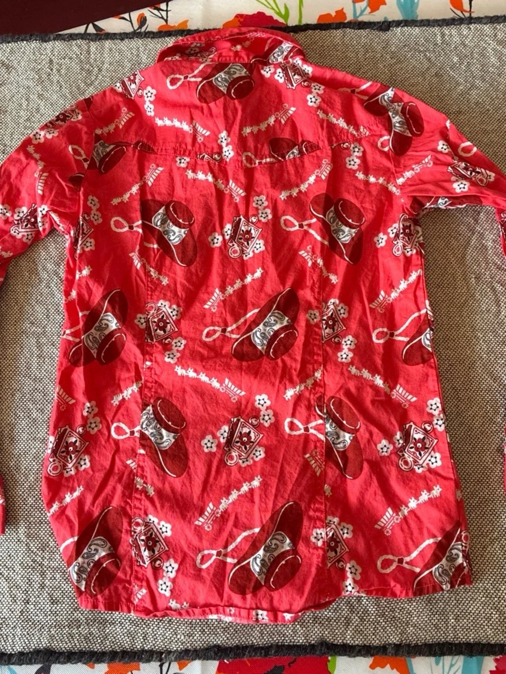 Cruel Girl Red Western Print Button-Down Shirt